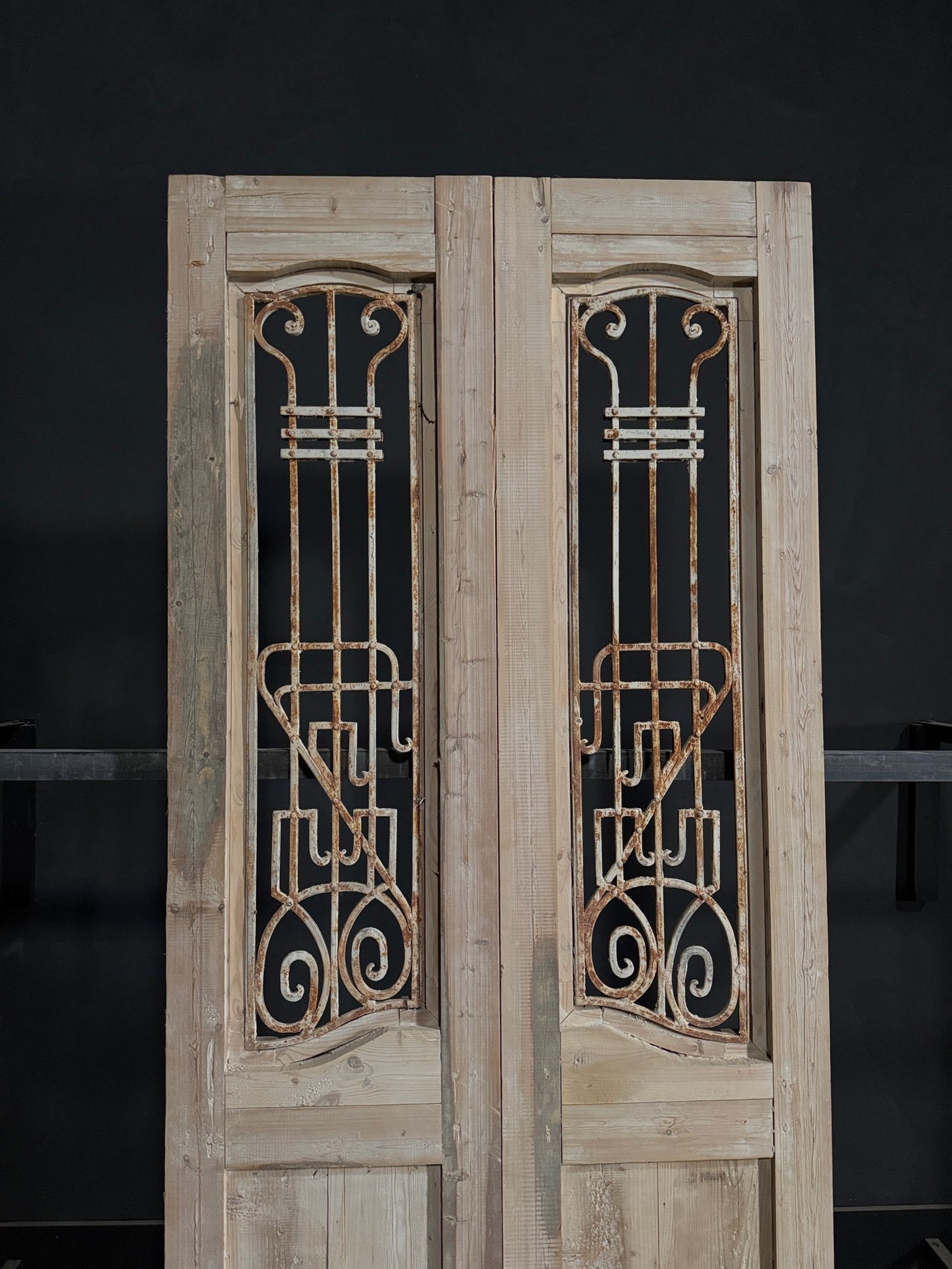 Antique Carved Iron French Doors - 44.5x99.5 - N272