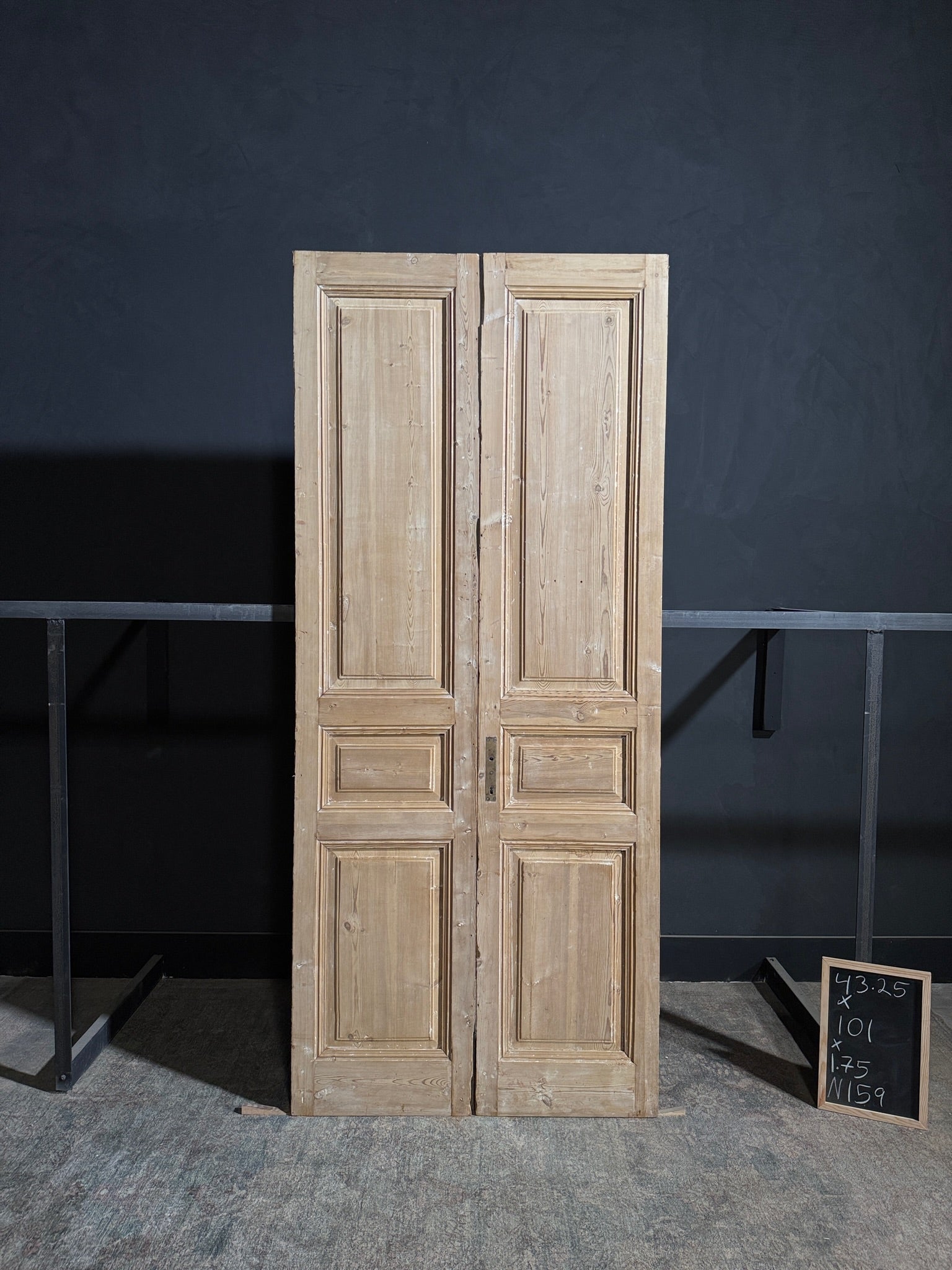 Antique 3 Panel Solid Double Doors - 43.25x101 - N159