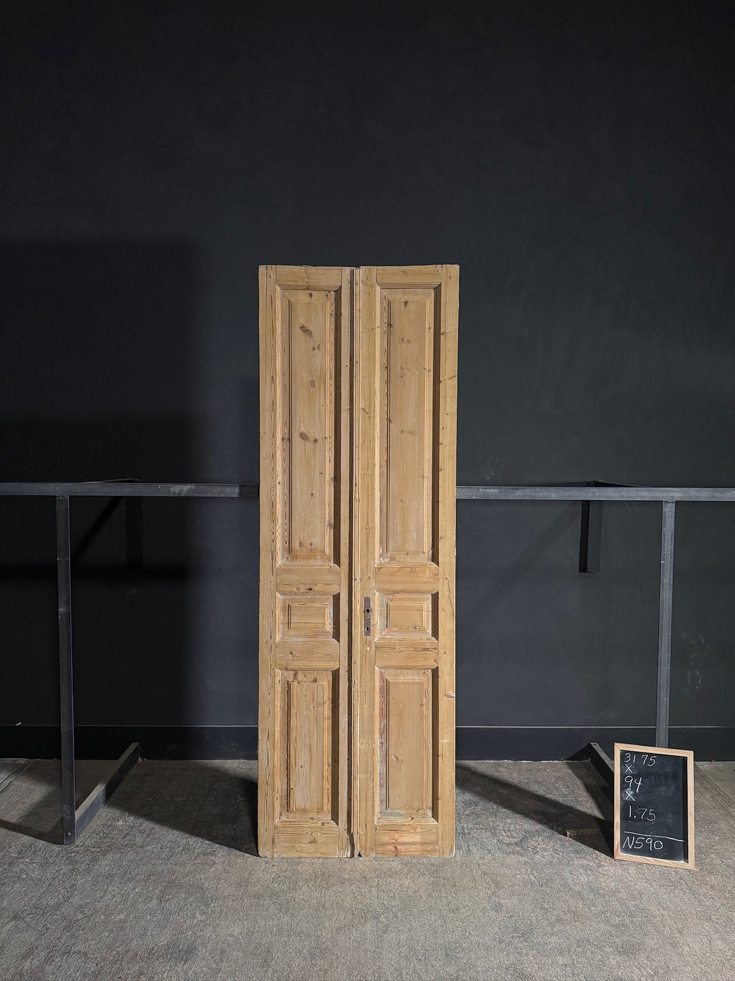 Antique 3 Panel Solid Double Doors - 31.75x94 - N590