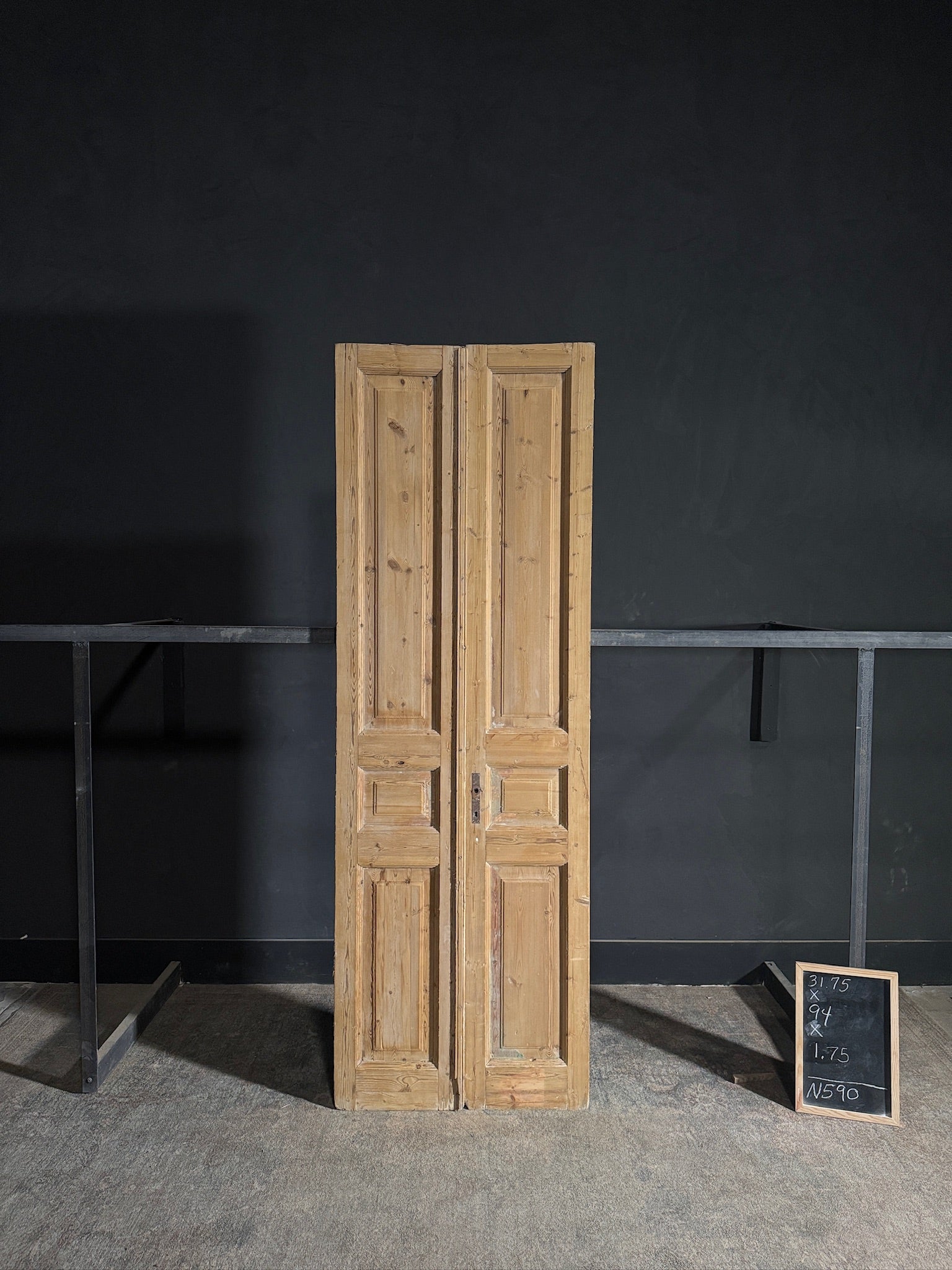Antique 3 Panel Solid Double Doors - 31.75x94 - N590