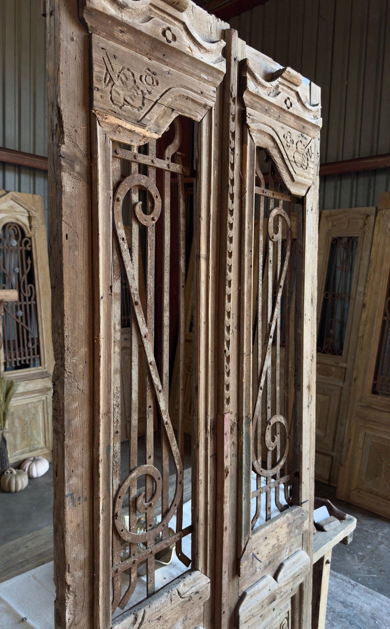 Antique 19th Century Iron French Doors - 38x94.5 F2 - Magnolia Antique Door Co.