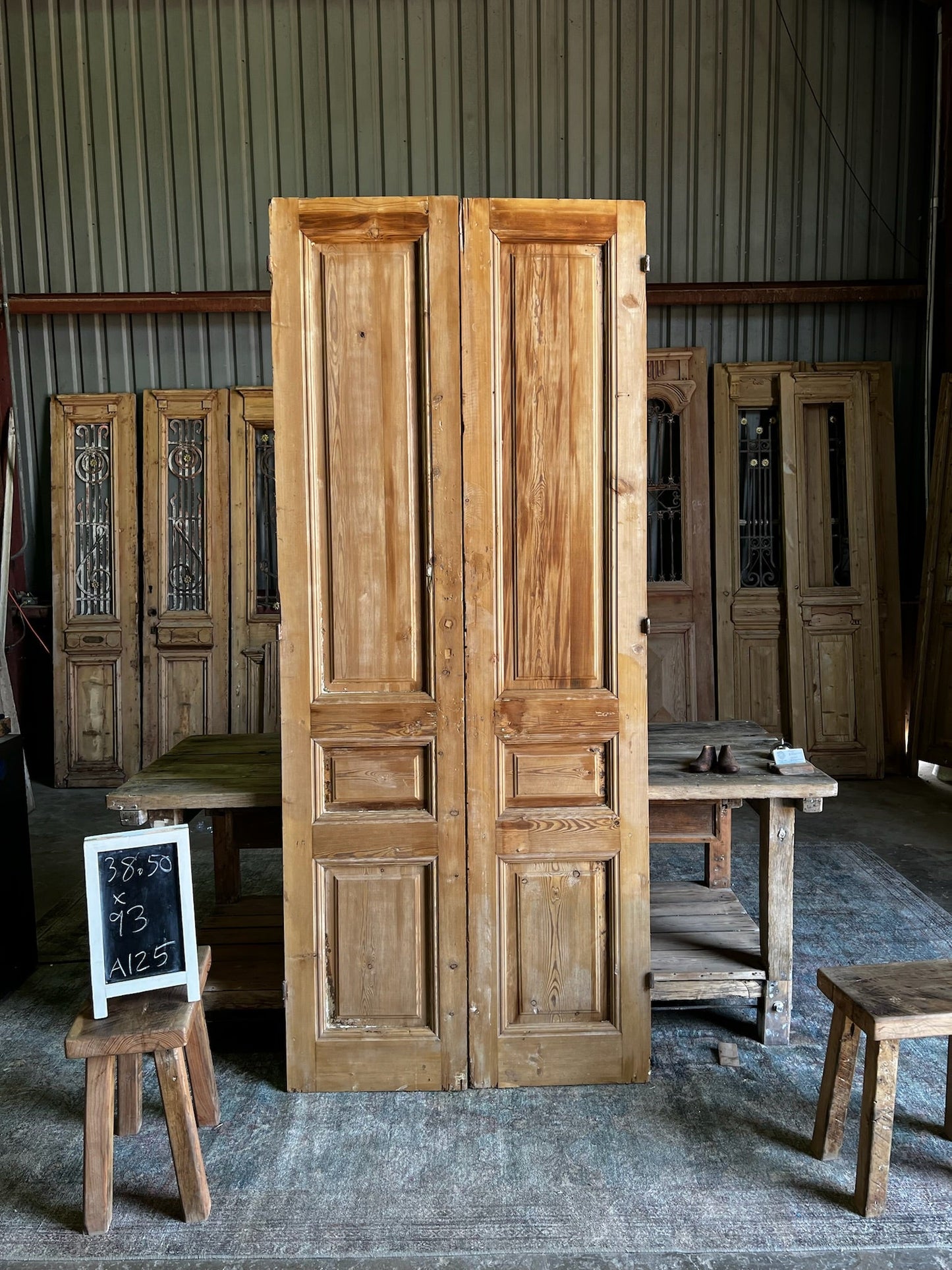 Antique 3 Panel French Doors - 38.5x93 A125 - Magnolia Antique Door Co.