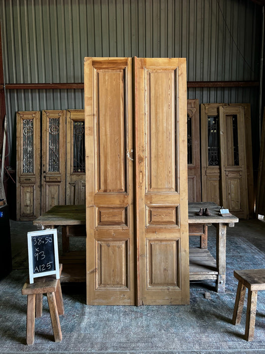 Antique 3 Panel French Doors - 38.5x93 A125 - Magnolia Antique Door Co.