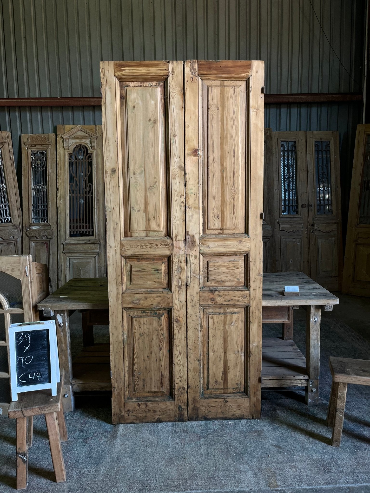 Antique 3 Panel French Doors - 39x90 C44 - Magnolia Antique Door Co.