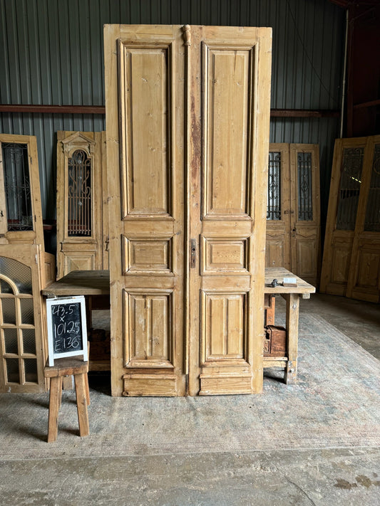 Antique 3 Panel French Doors - 43.5x101.25 E136 - Magnolia Antique Door Co.