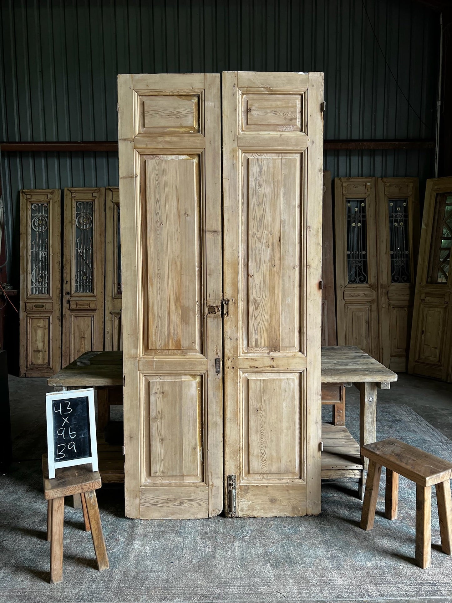 Antique 3 Panel French Doors - 43x96 B9 - Magnolia Antique Door Co.