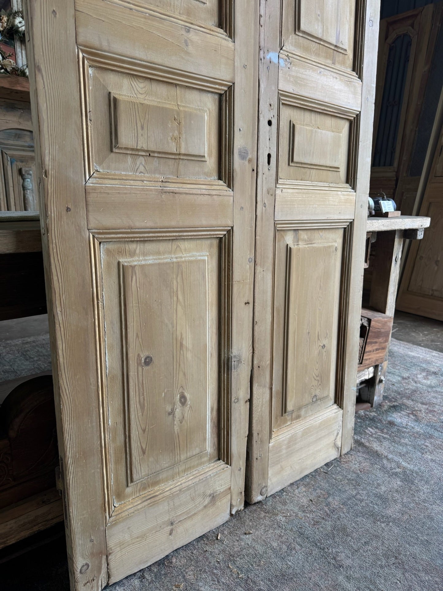 Antique 3 Panel Solid French Doors - 38.5x98 E83 - Magnolia Antique Door Co.