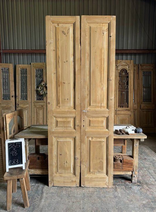 Antique 3 Panel Solid French Doors - 38.5x98 E83 - Magnolia Antique Door Co.