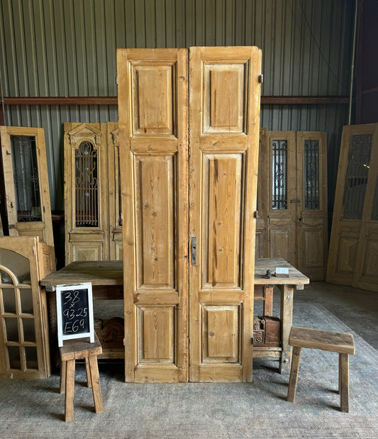 Antique 3 Panel Solid French Doors - 38x93.25 E69 - Magnolia Antique Door Co.