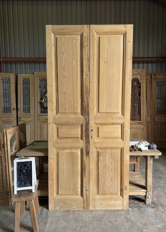 Antique 3 Panel Solid French Doors - 43.25x96 E82 - Magnolia Antique Door Co.