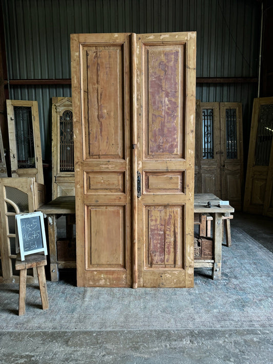 Antique 3 Panel Solid French Doors - 46.5x96.75 E51 - Magnolia Antique Door Co.