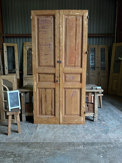 Antique 3 Panel Solid French Doors - 46.5x96.75 E51 - Magnolia Antique Door Co.