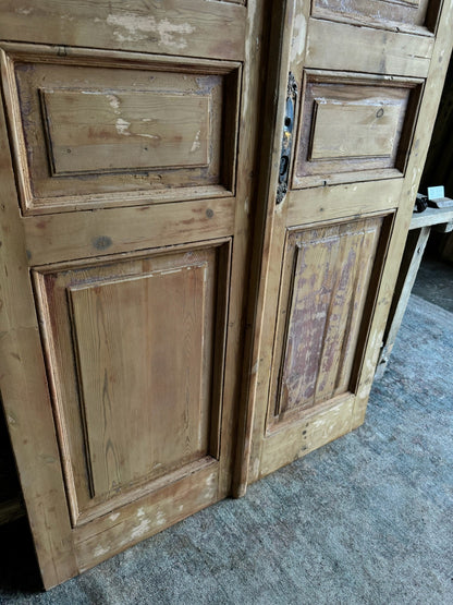Antique 3 Panel Solid French Doors - 46.5x96.75 E51 - Magnolia Antique Door Co.