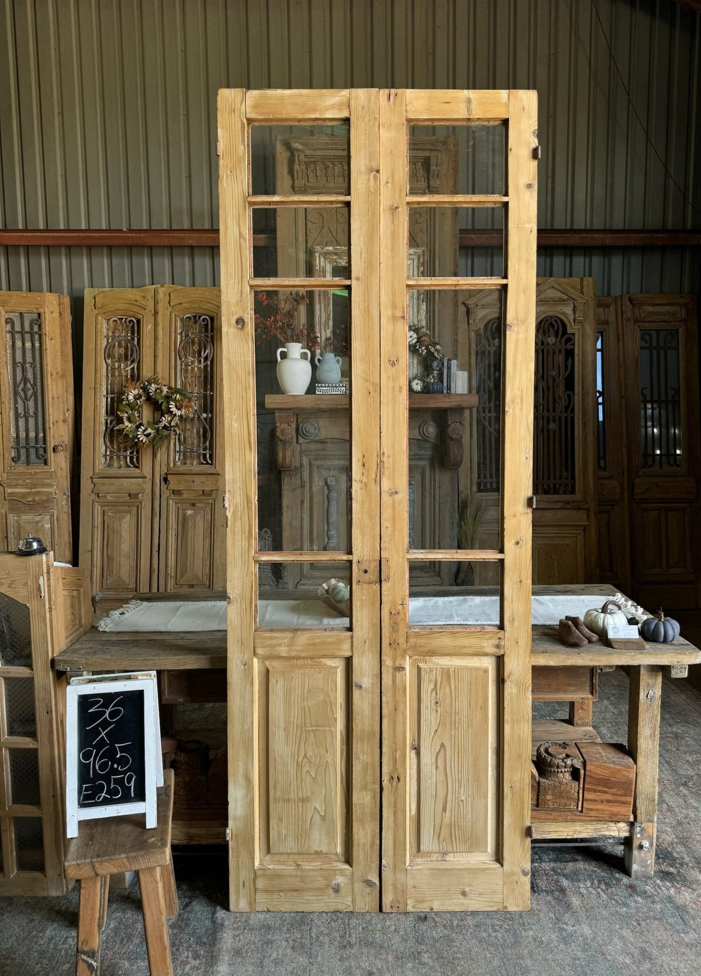 Antique 4 Light French Doors - 36x96.5 E259 - Magnolia Antique Door Co.