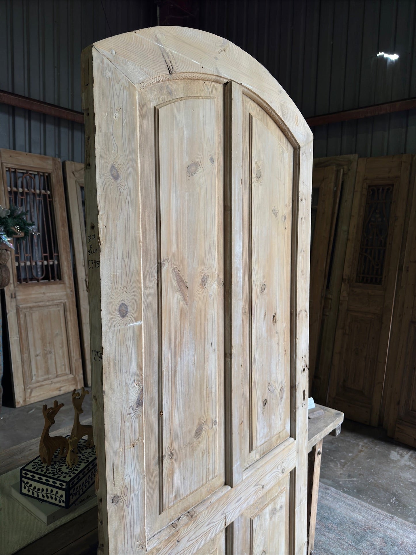 Antique Arched Solid Single Door - 35x83.25 E345 - Magnolia Antique Door Co.