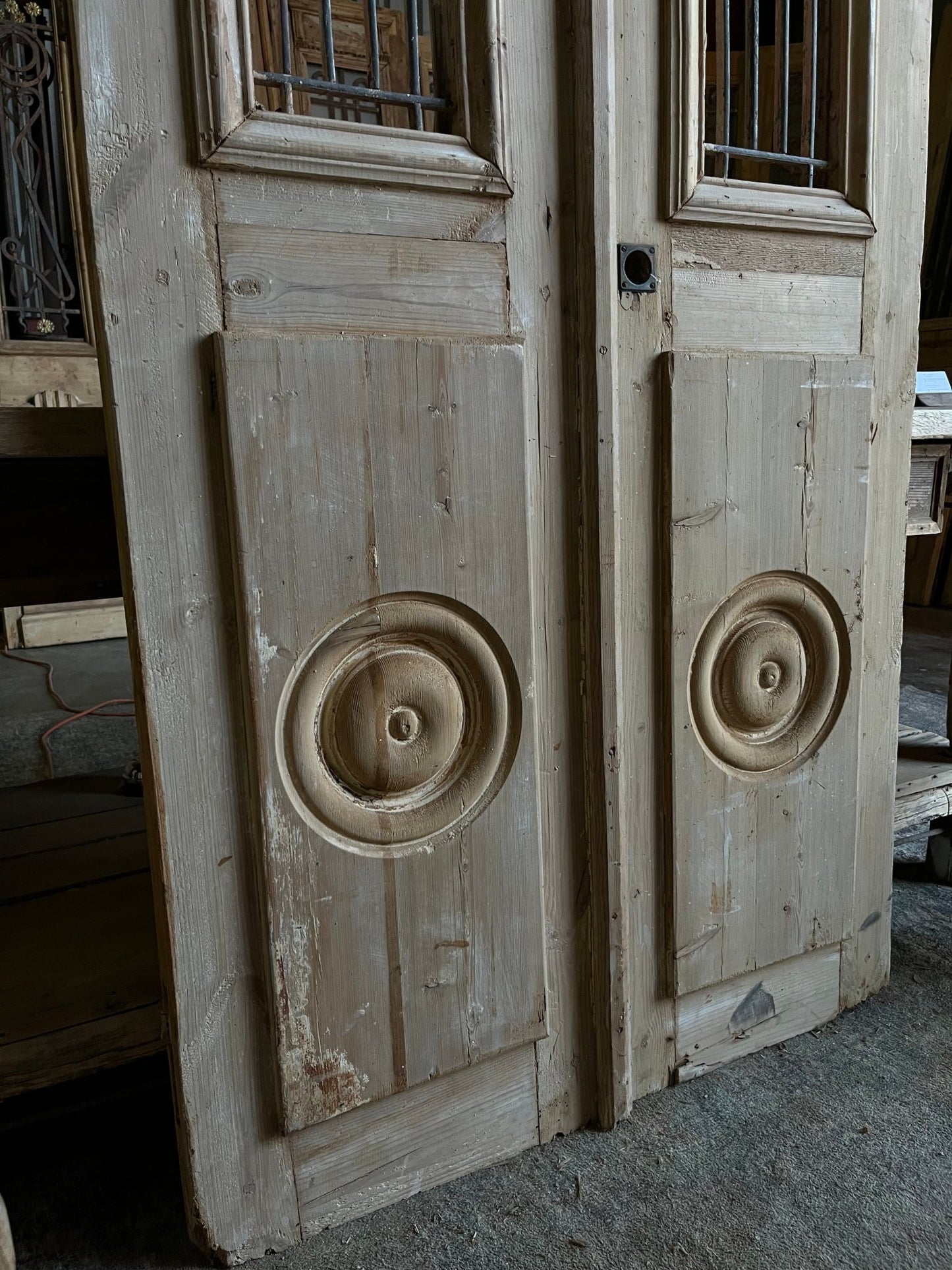 Antique Carved Iron French Doors - 36x86.5 E186 - Magnolia Antique Door Co.