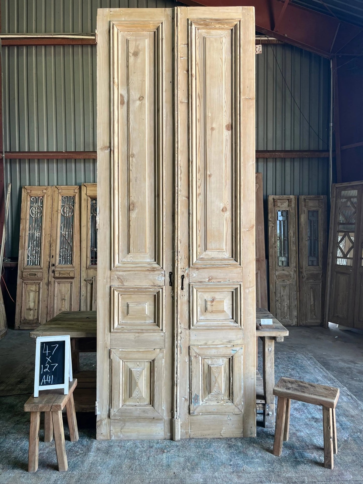 Antique European French 3 Panel Doors - 47x127 A41 - Magnolia Antique Door Co.