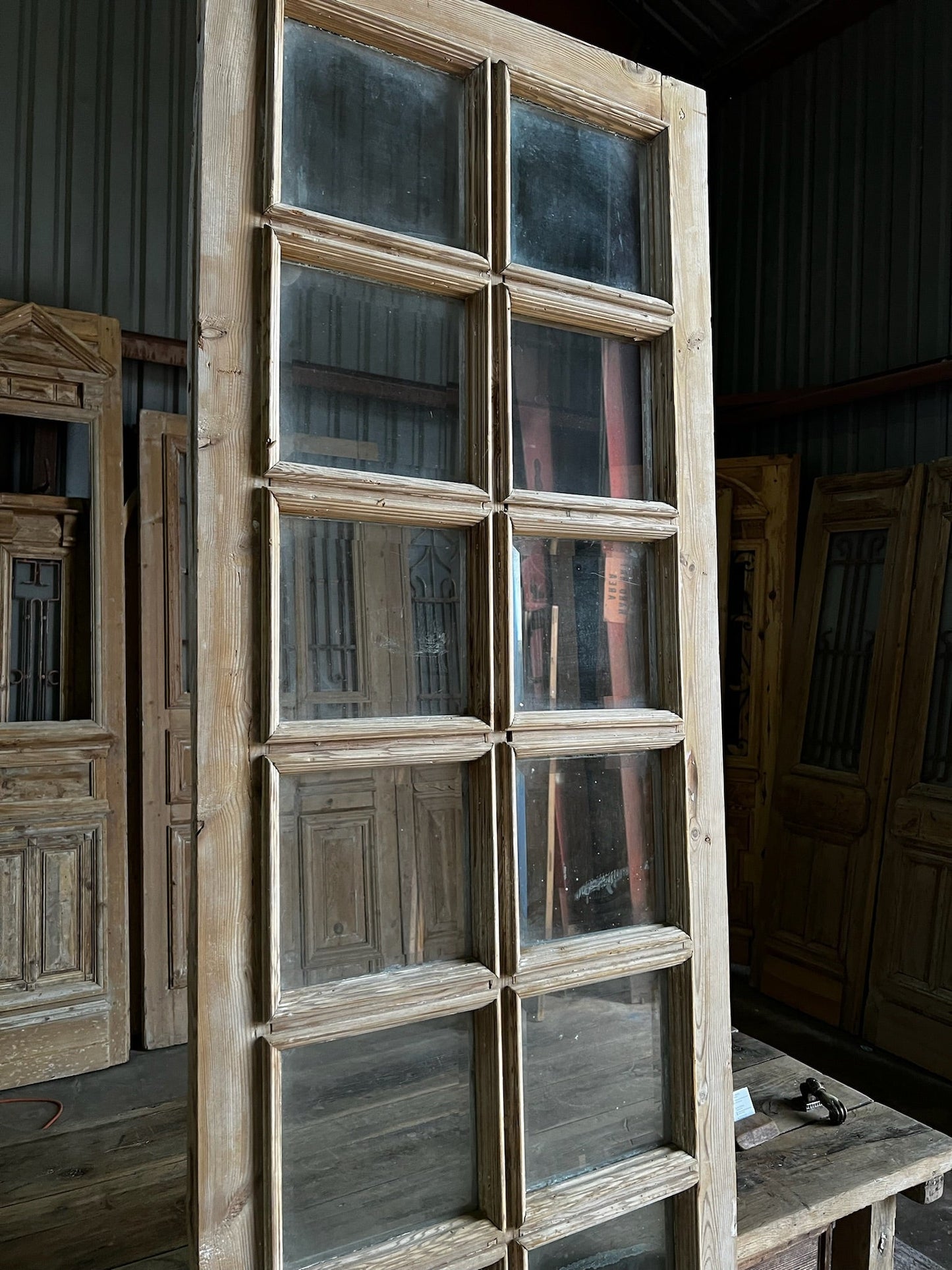 Antique European Glass pane Door - 28.5x96.5 D8 - Magnolia Antique Door Co.