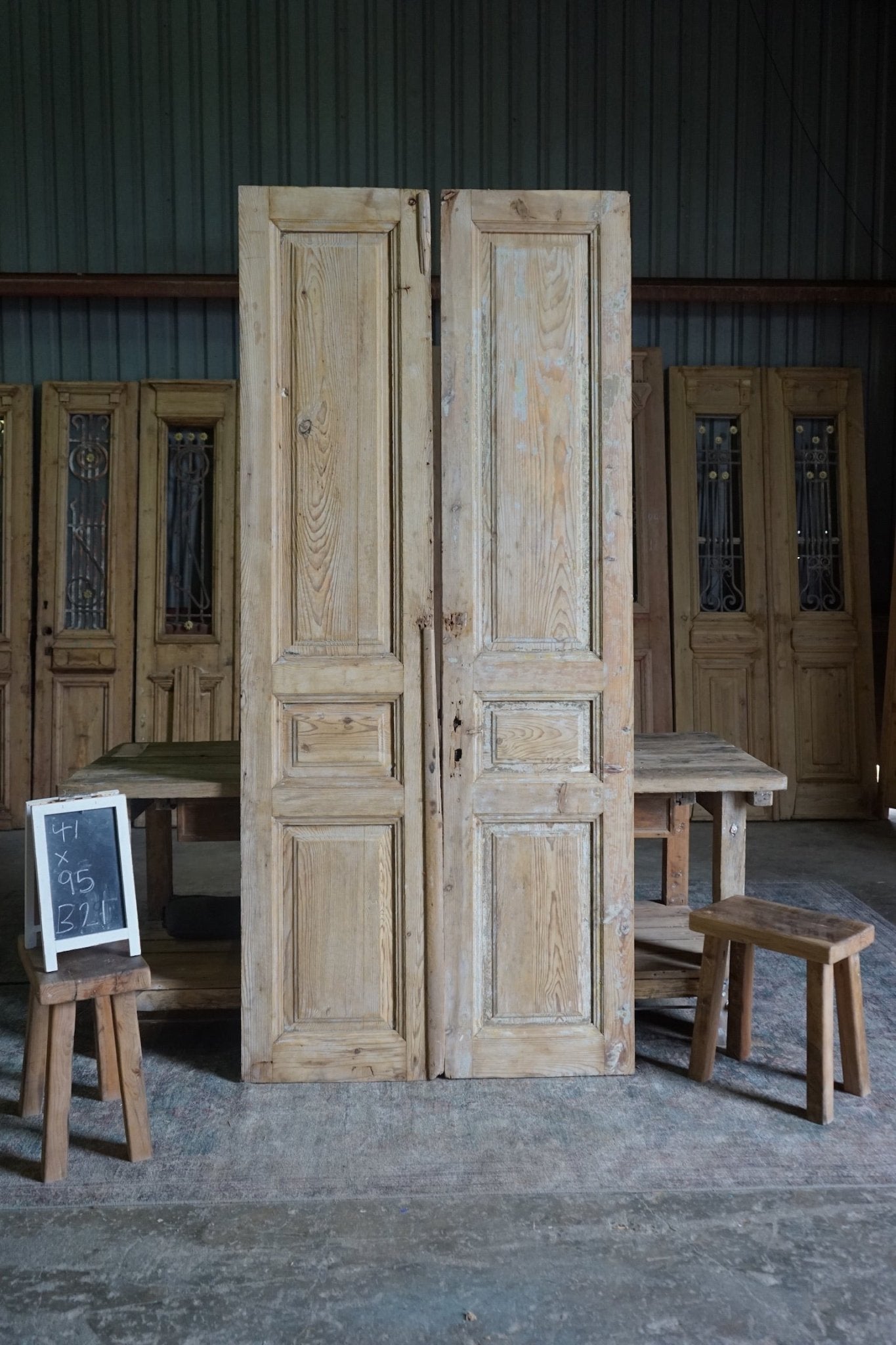 Antique French 3 Panel Doors - 41x95 B21 - Magnolia Antique Door Co.