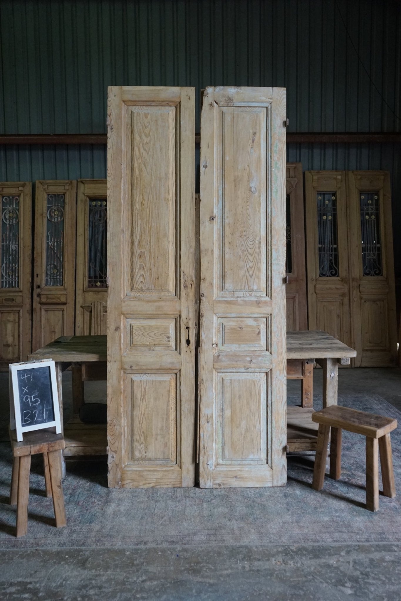 Antique French 3 Panel Doors - 41x95 B21 - Magnolia Antique Door Co.