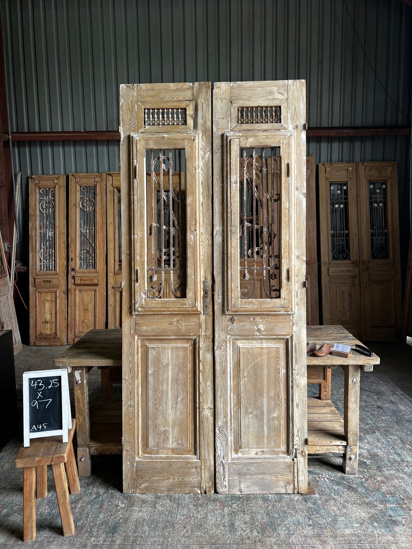 Antique French Double Doors - 43.25x97 A45 - Magnolia Antique Door Co.