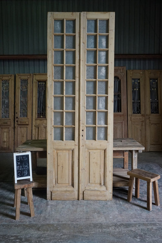 Antique French Glass Doors - 39.5x112.25 B15 - Magnolia Antique Door Co.