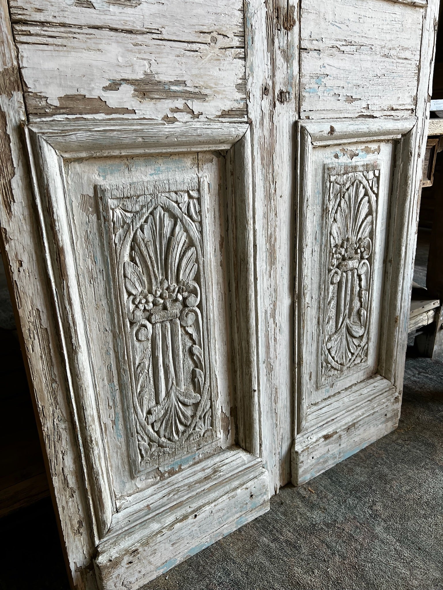 Antique Hand Carved Iron French Doors - 36x96 C24 - Magnolia Antique Door Co.