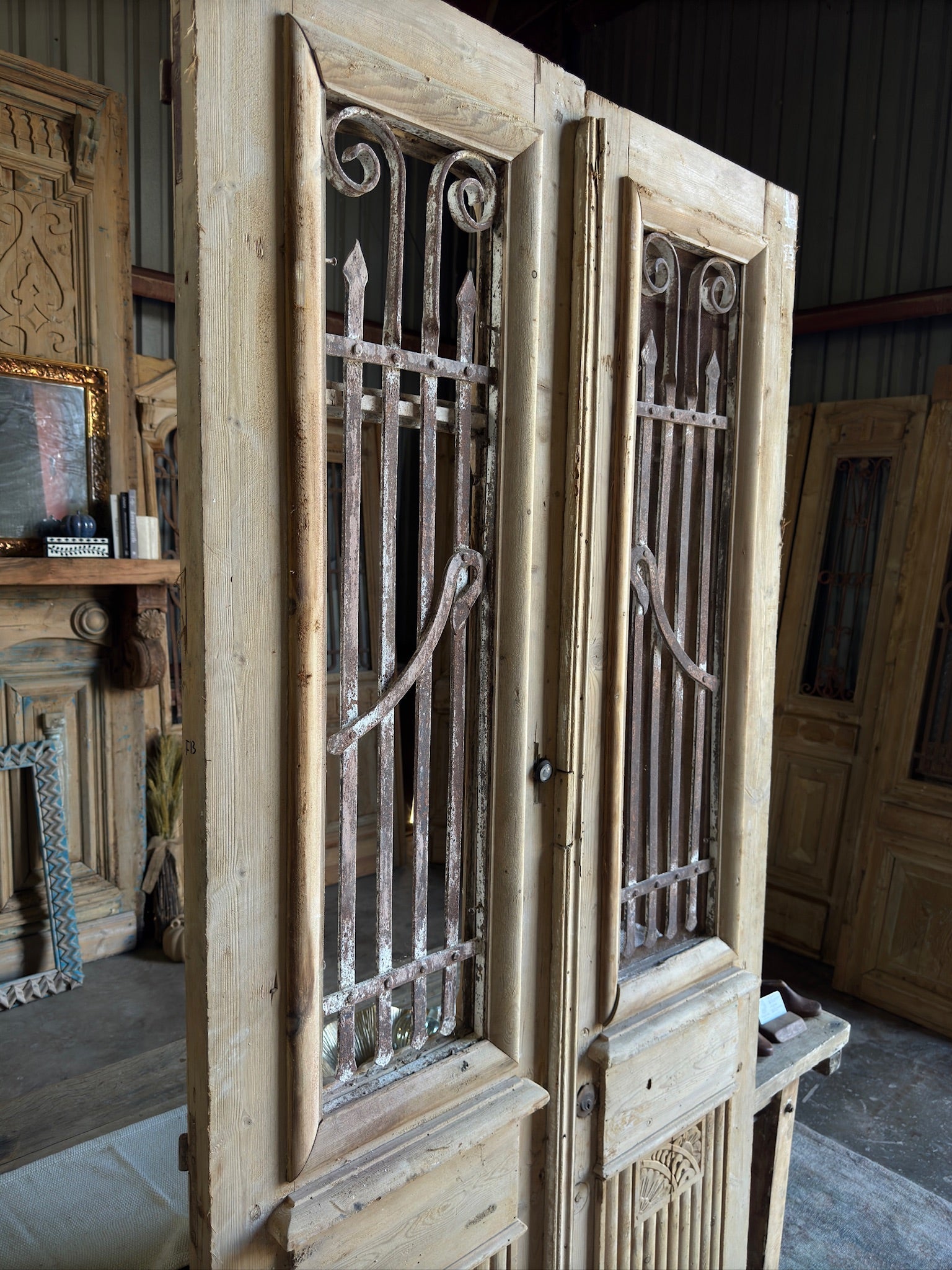 Antique Iron French Doors - 39.75x91.5 F13 - Magnolia Antique Door Co.