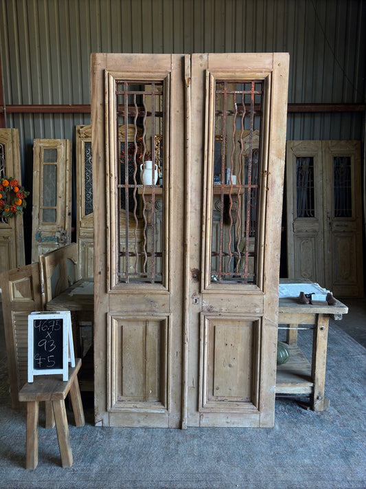 Antique Iron French Doors - 46.75x93 F5 - Magnolia Antique Door Co.