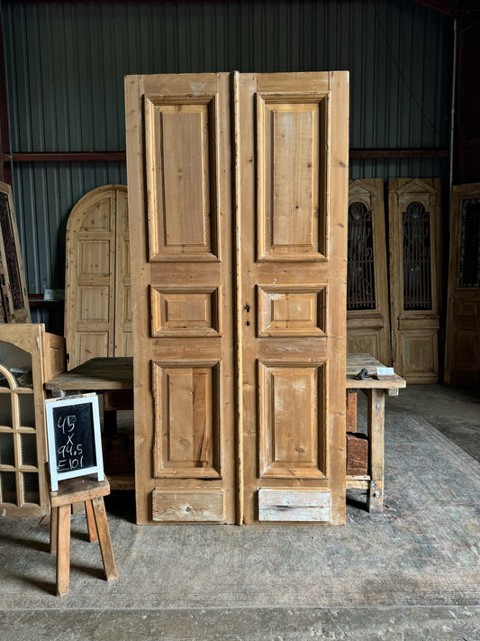 Antique Solid French Panel Doors - 45x94.5 E101 - Magnolia Antique Door Co.