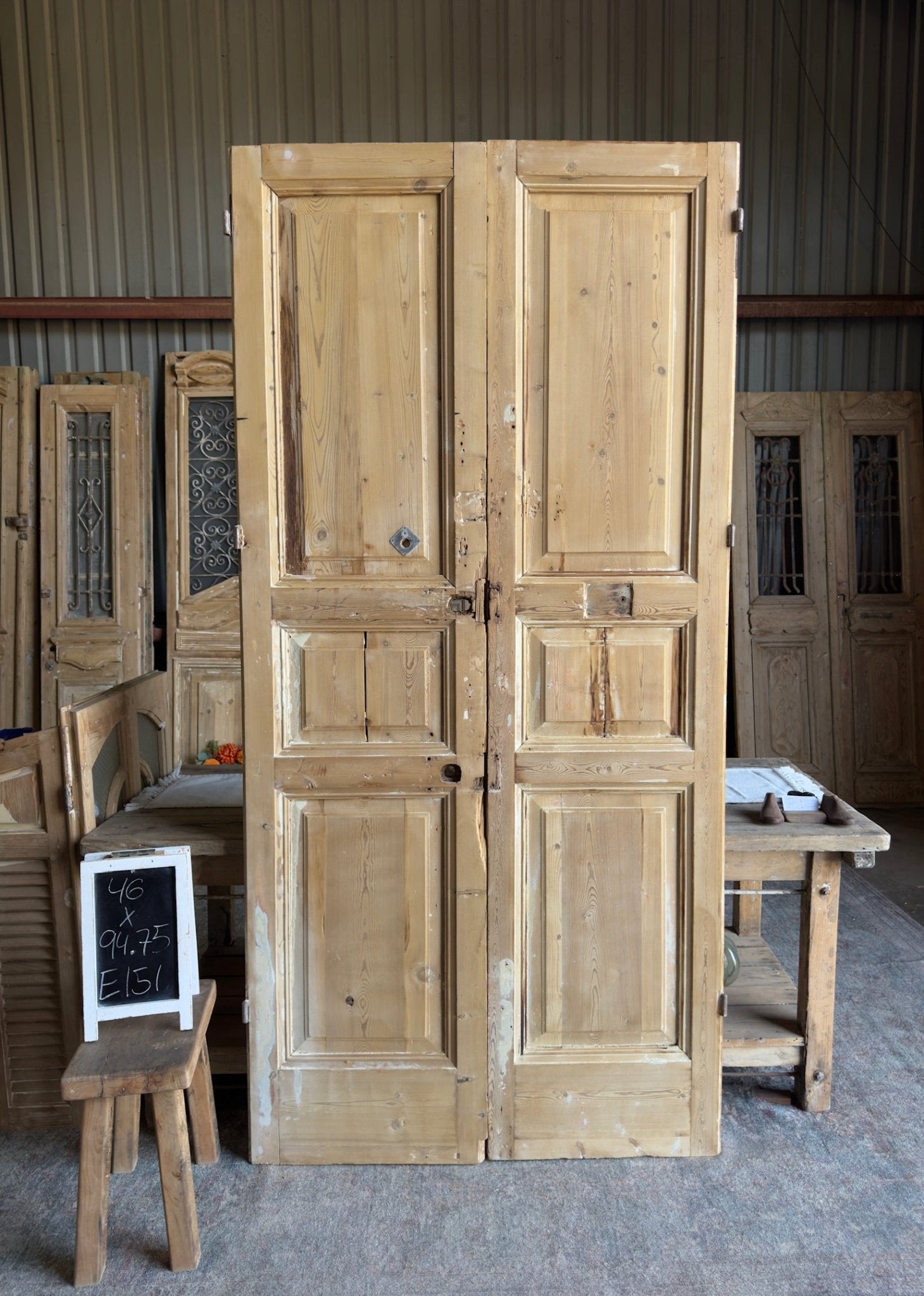 Antique Solid French Panel Doors - 46x94.75 E151 - Magnolia Antique Door Co.