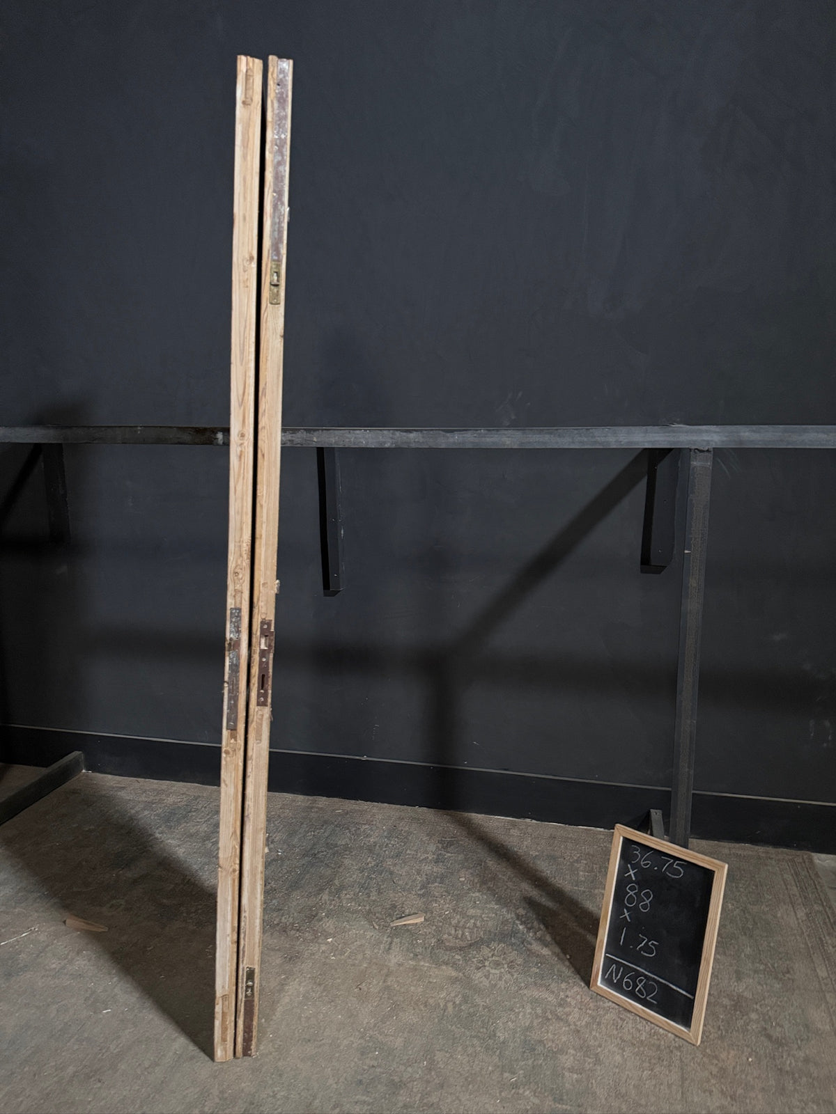 Antique 3 Panel Solid Double Doors - 36.75x88 - N682