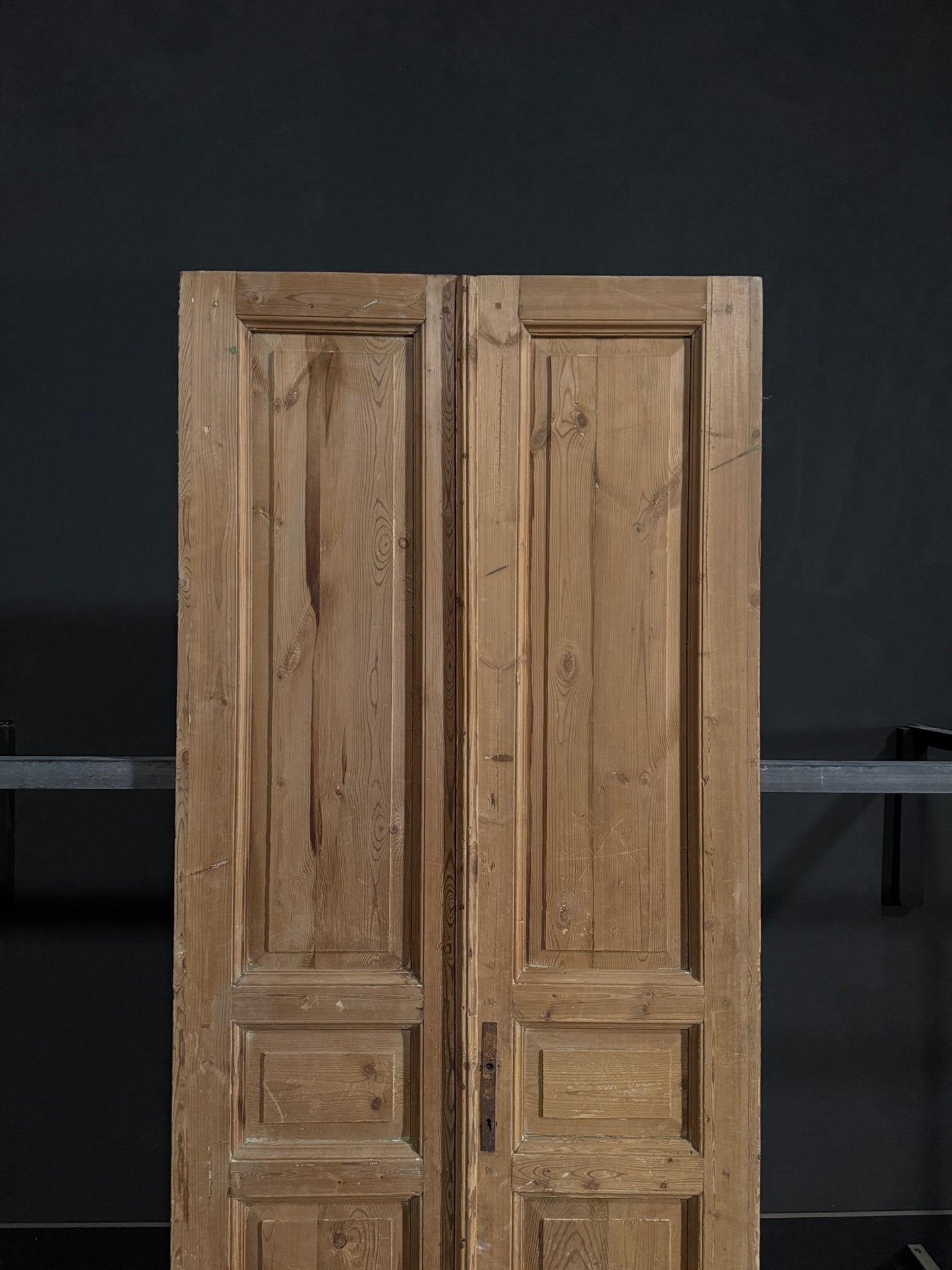 Antique 3 Panel Solid Double Doors - 39.25x93 - N347