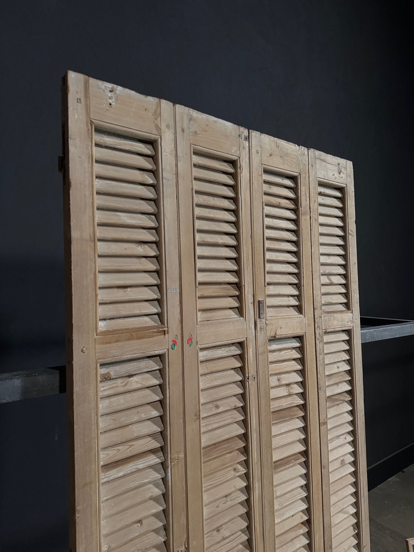 Antique Louvered 3 Panel Bi-Fold Doors - 43.5x86 - N396