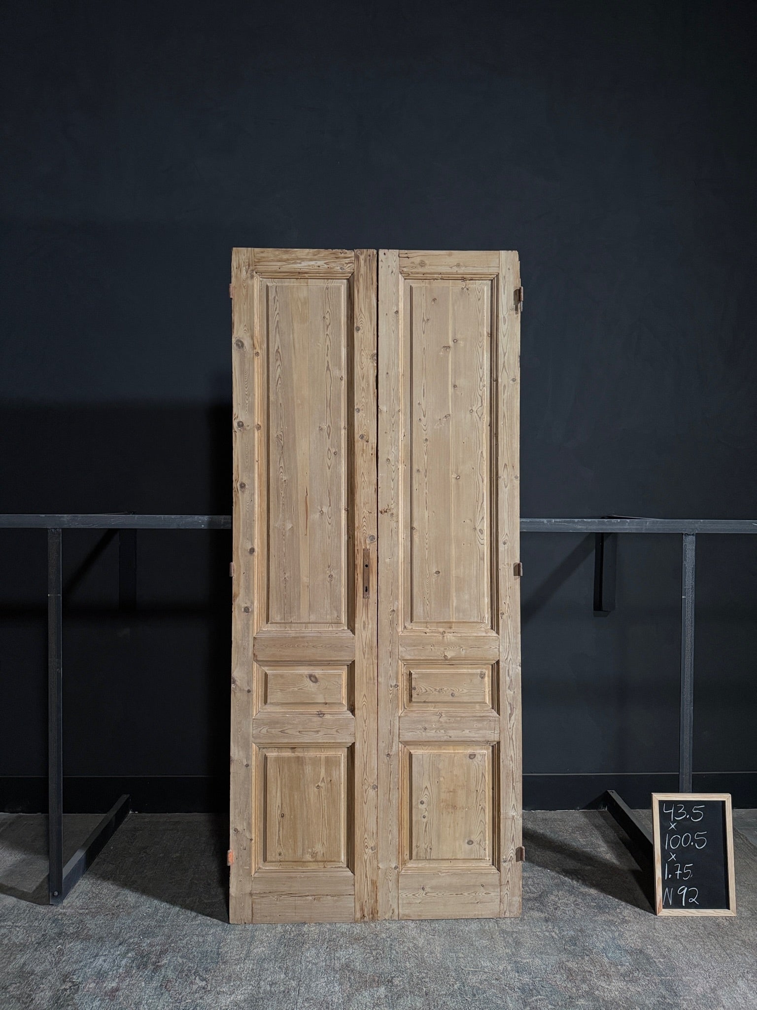 Antique 3 Panel Solid Double Doors - 43.5x100.5 - N92