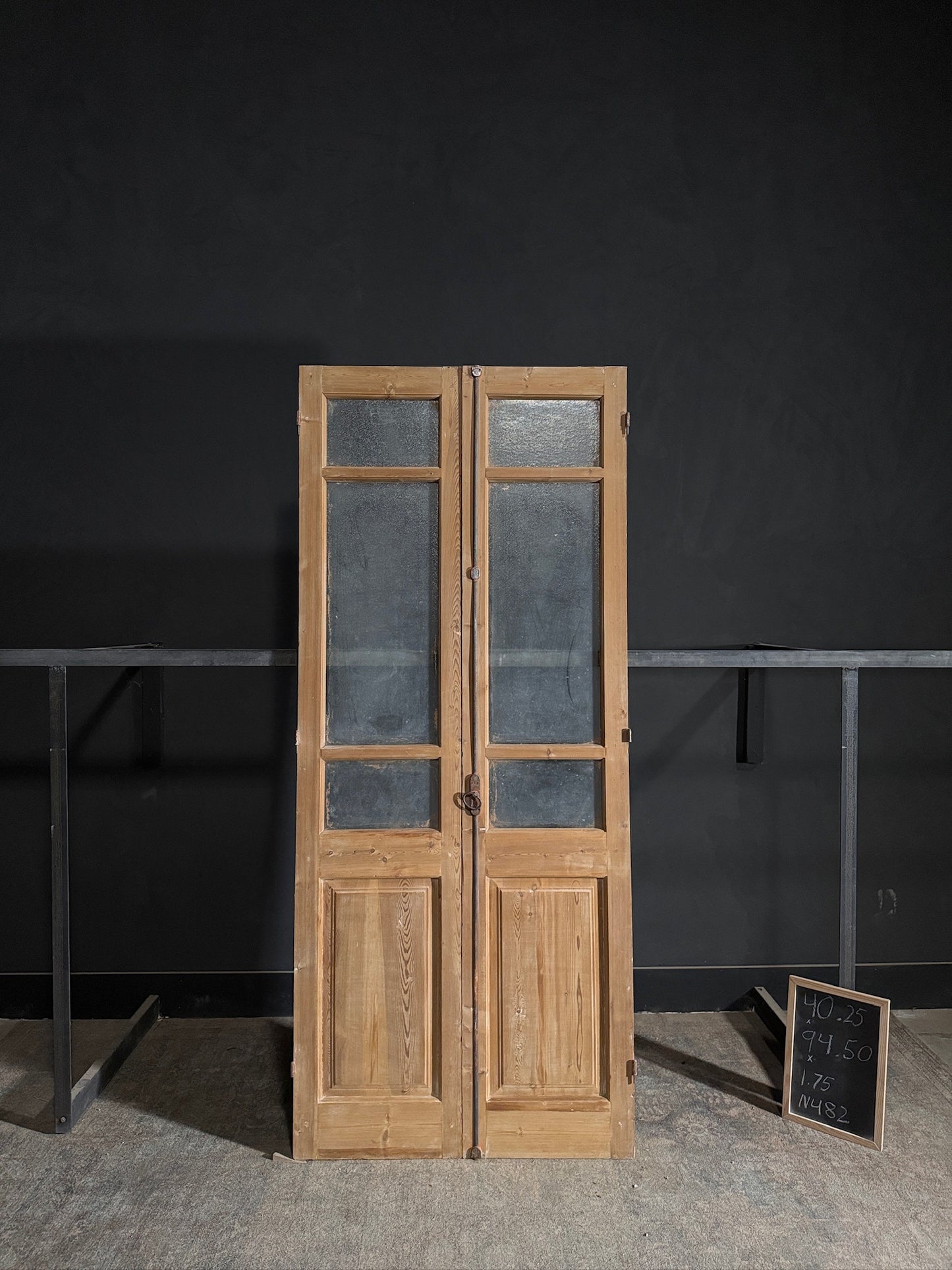 Antique Obscured Glass 3 Lite French Doors - 40.25x94.5 - N482