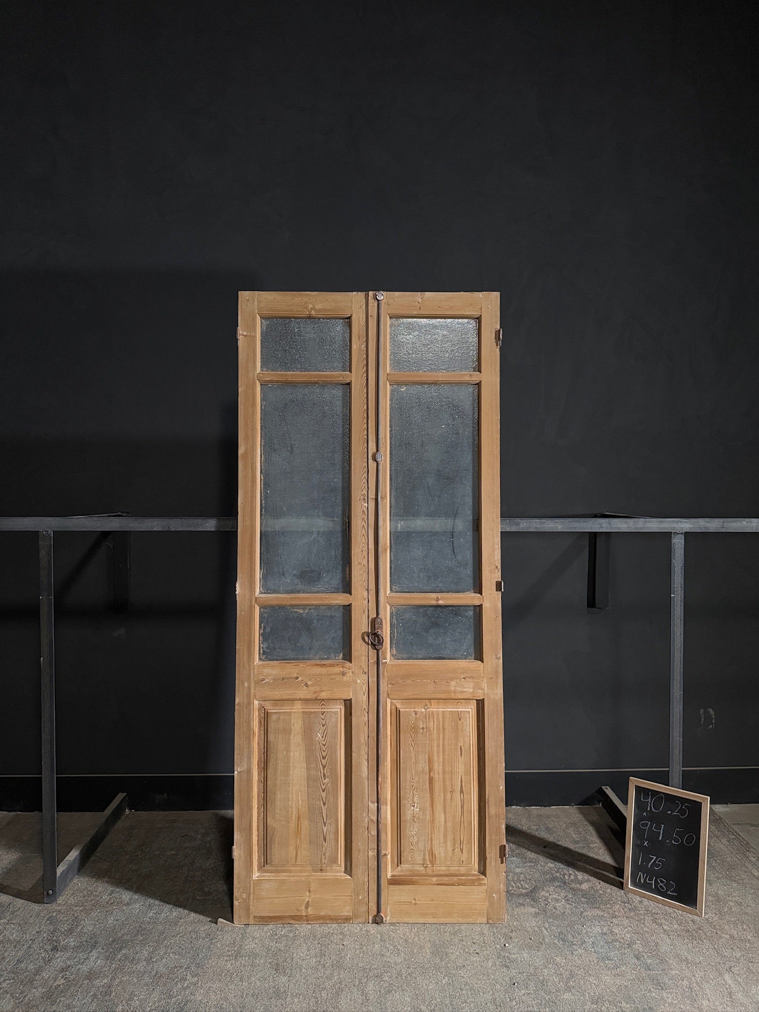 Antique Obscured Glass 3 Lite French Doors - 40.25x94.5 - N482