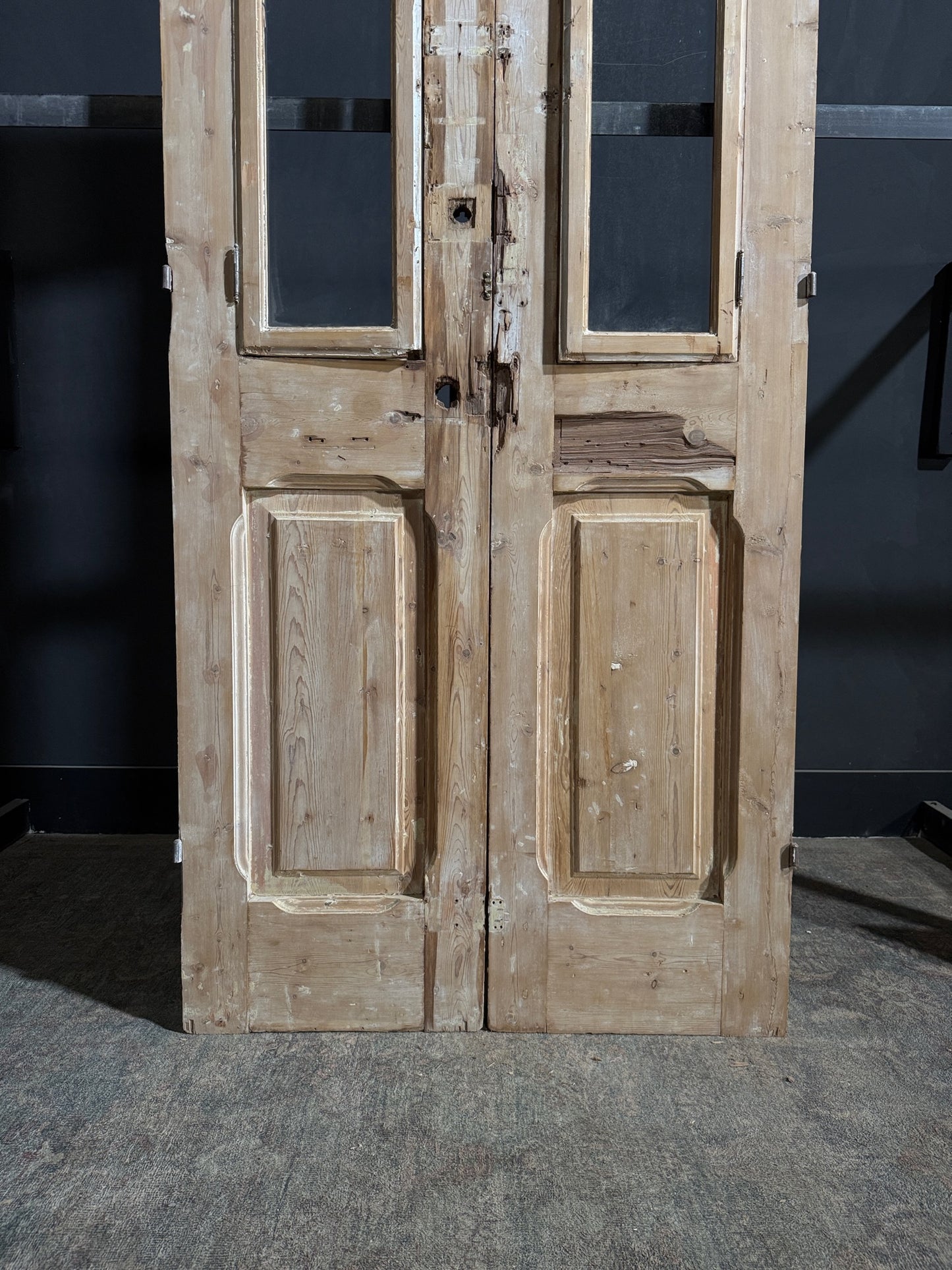 Antique Carved 1 Lite French Doors - 39.5x93.75 - N182
