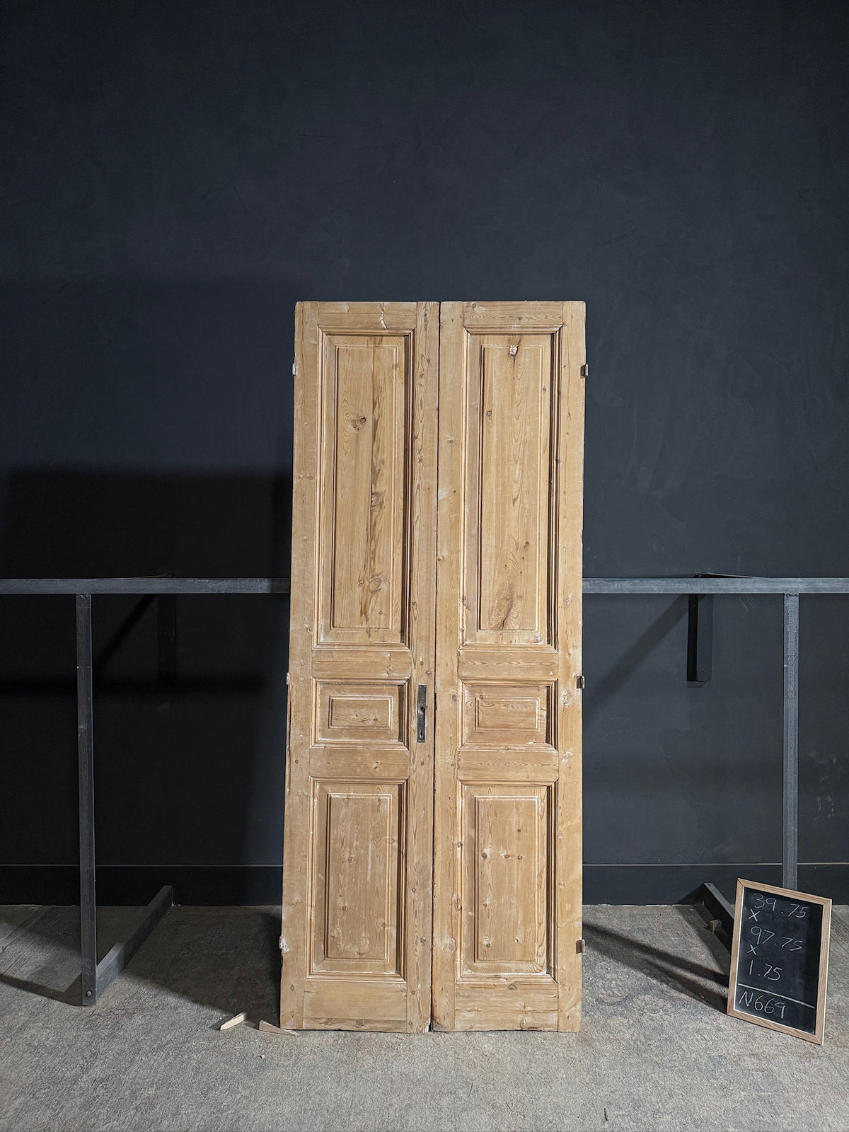 Antique 3 Panel Solid Double Doors - 39.75x97.75 - N669