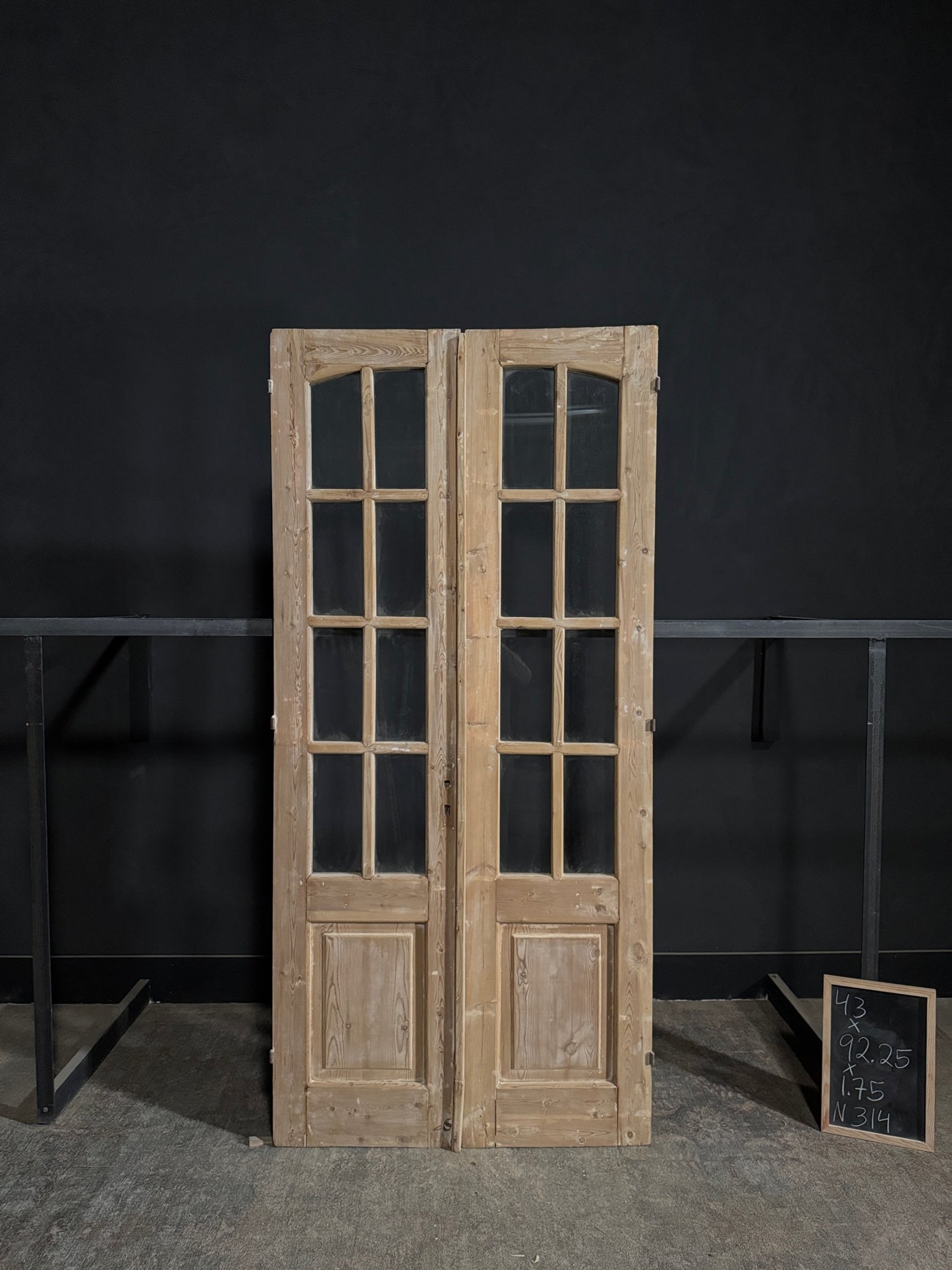 Antique Glass 7 Lite Arched French Doors - 43x92.25 - N314