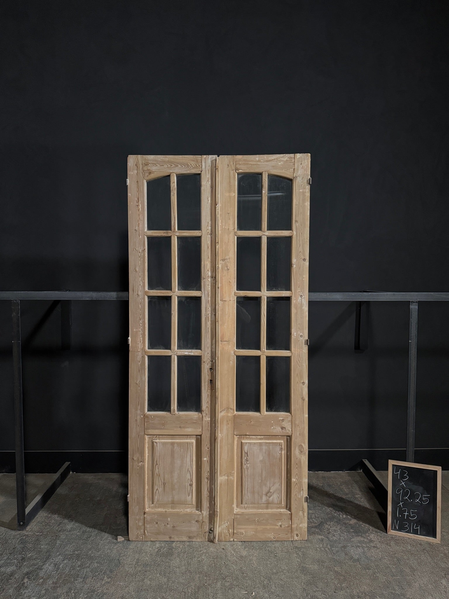 Antique Glass 7 Lite Arched French Doors - 43x92.25 - N314