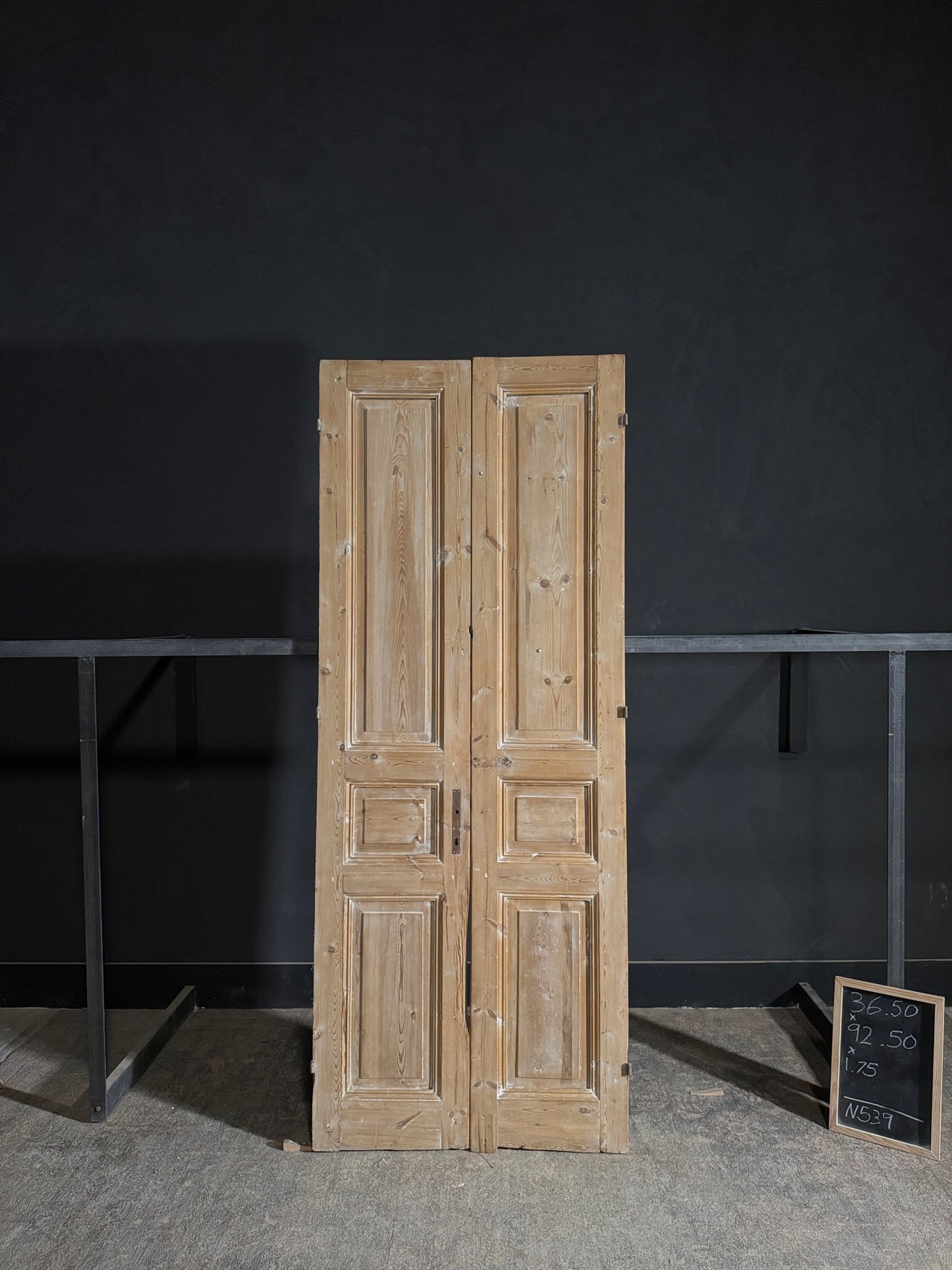Antique 3 Panel Solid Double Doors - 36.5x92.5 - N539