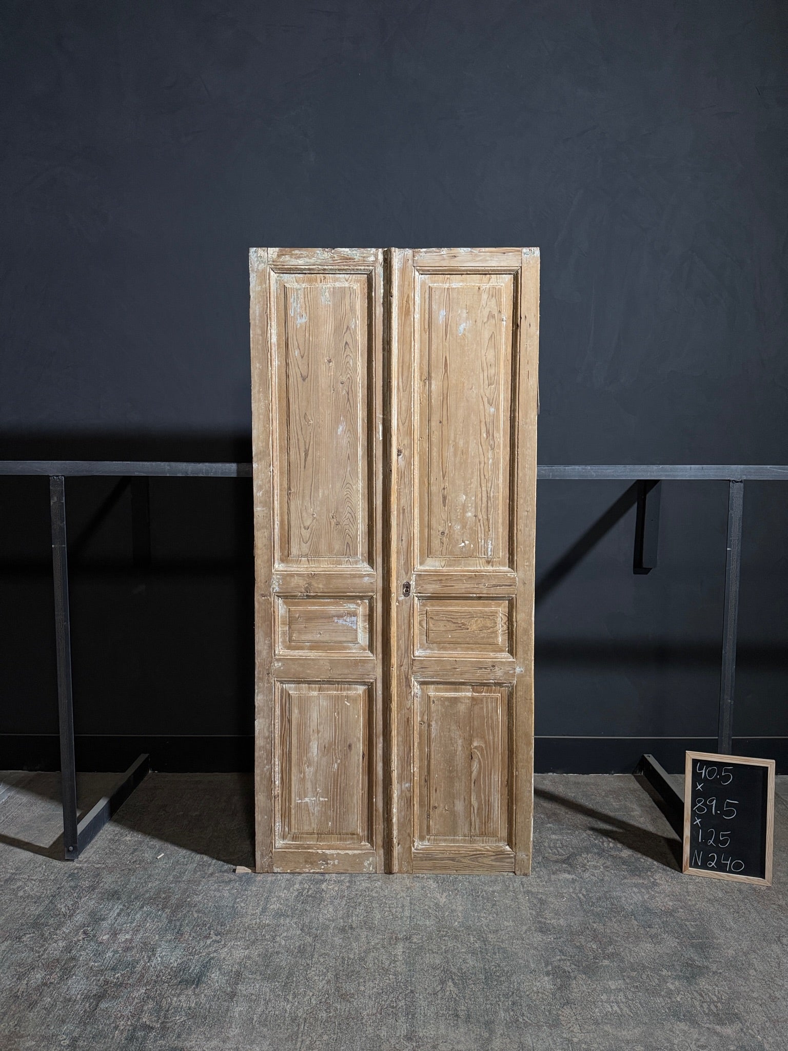 Antique 3 Panel Solid Double Doors - 40.5x89.5 - N240