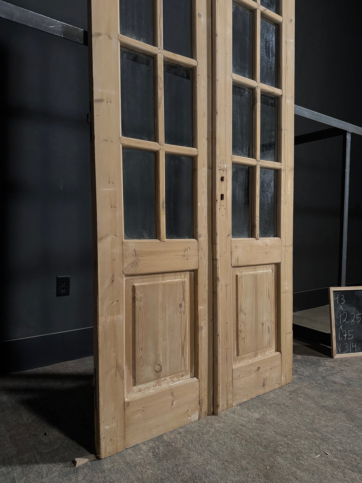 Antique Glass 7 Lite Arched French Doors - 43x92.25 - N314