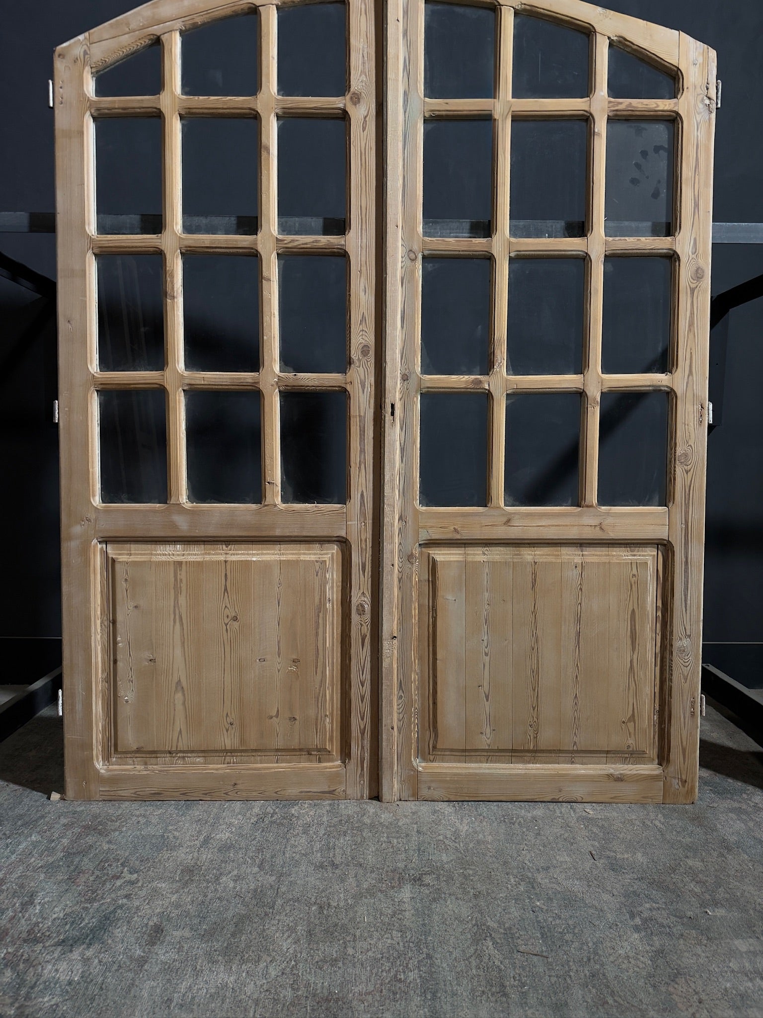 Antique Glass 11 Lite Arched French Doors - 65.5x84 - N247