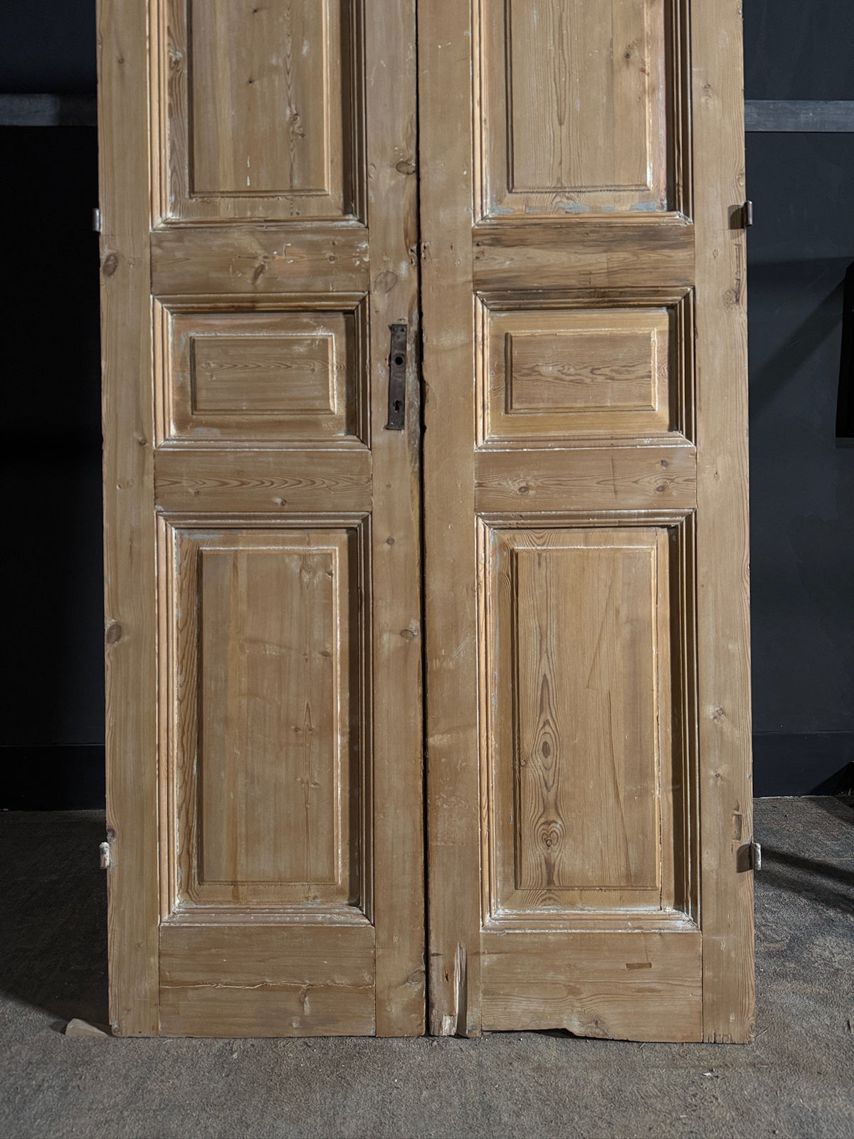 Antique 3 Panel Solid Double Doors - 40x97 - N615