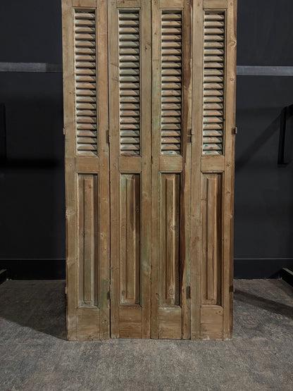 Antique Louvered 3 Panel Bi-Fold Doors - 36x86 - N297