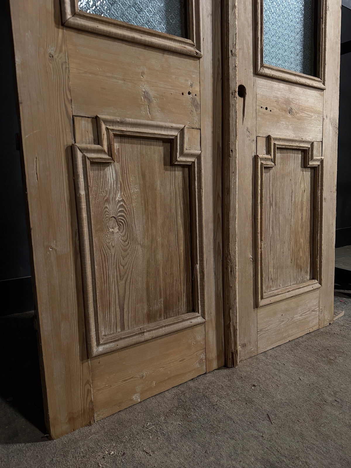 Antique Architectural Textured Glass French Doors - 51.75x85 - N752