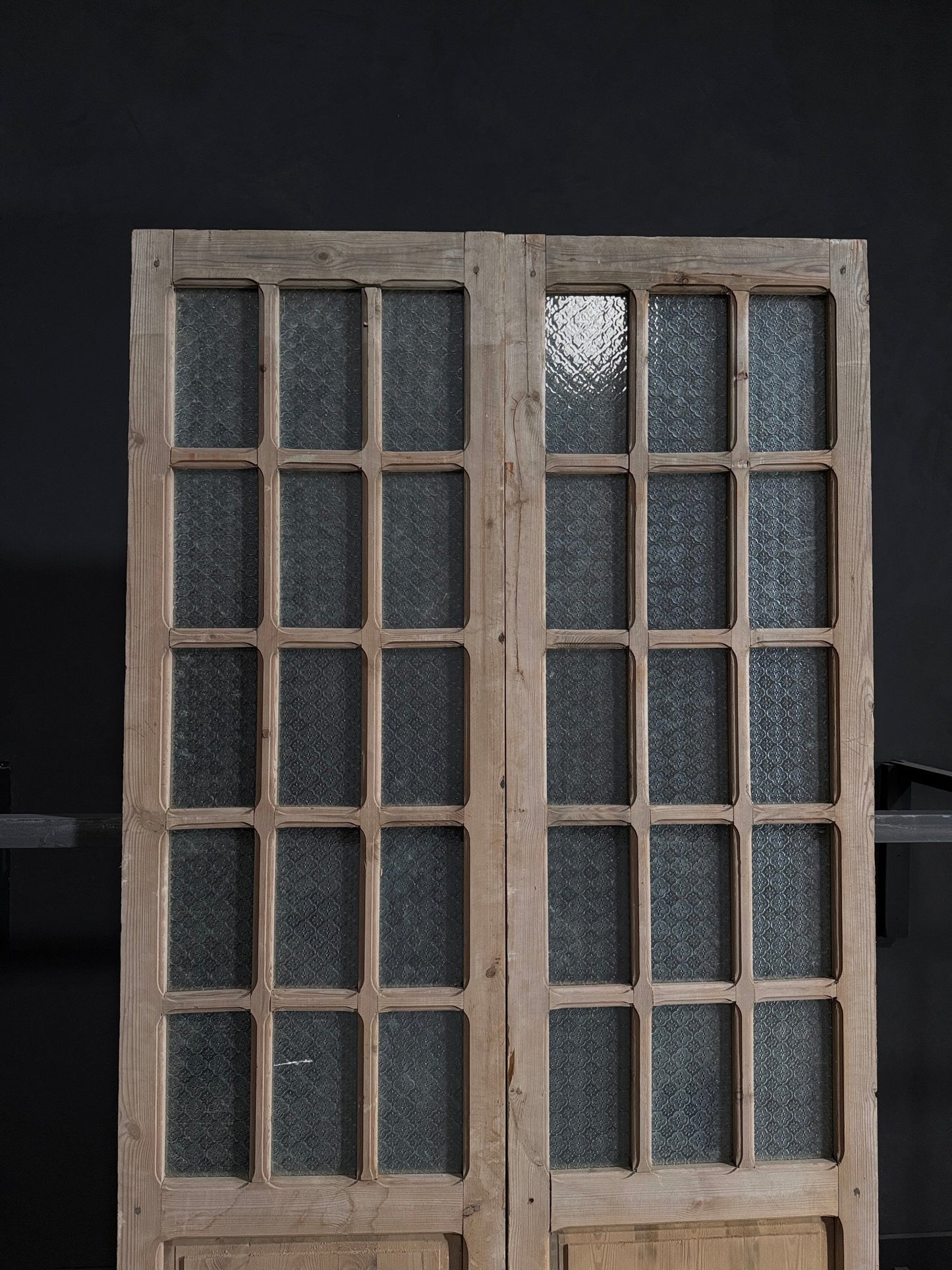 Antique Obscured Glass 7 Lite French Doors - 51.25x100.5 - N59