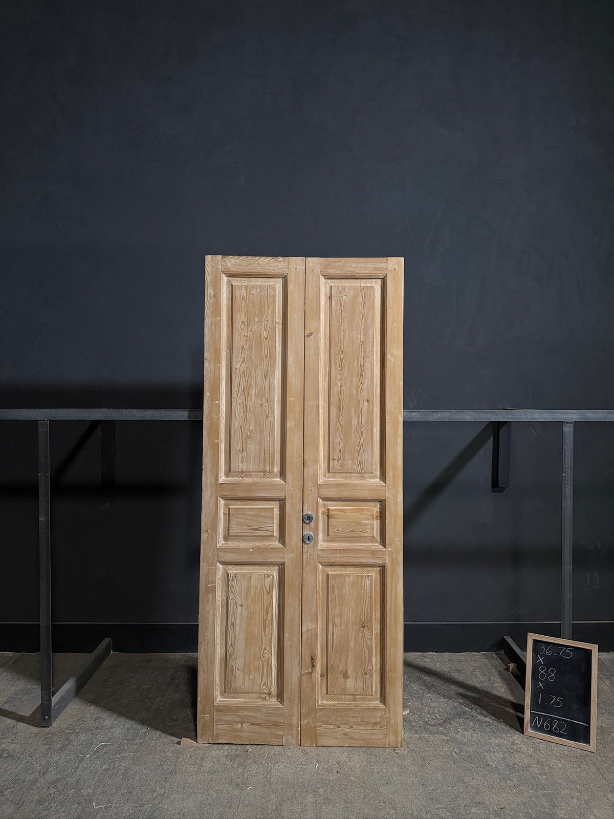 Antique 3 Panel Solid Double Doors - 36.75x88 - N682